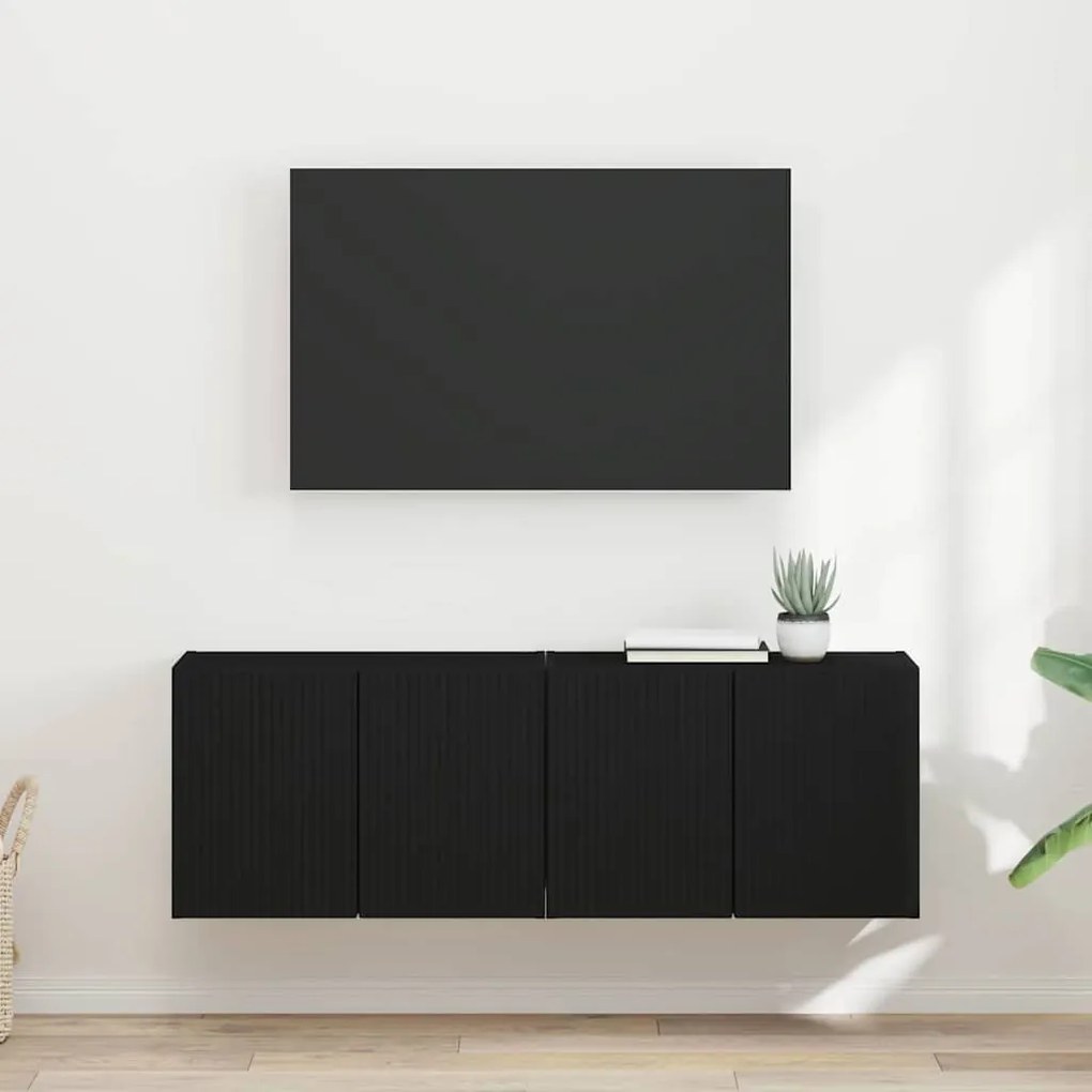 vidaXL Armário de TV de Parede 2 pcs Preto 59,5 x 31 x 40 cm