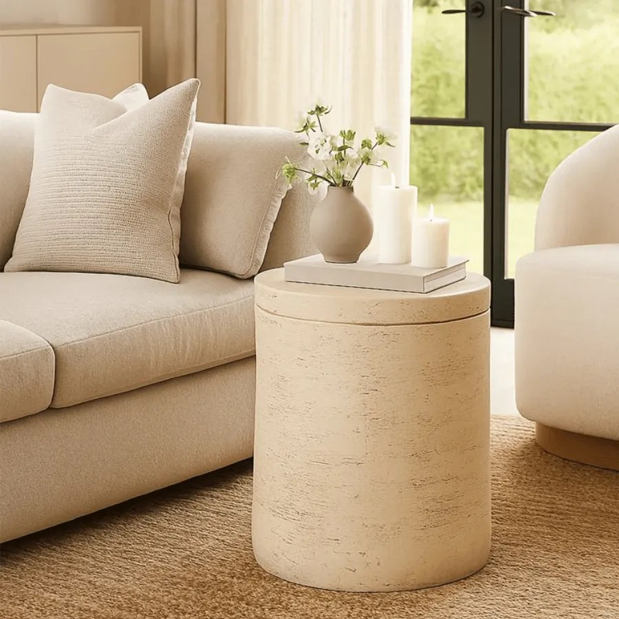MESA DE APOIO ANTIC Ø 35X43 CM CREME