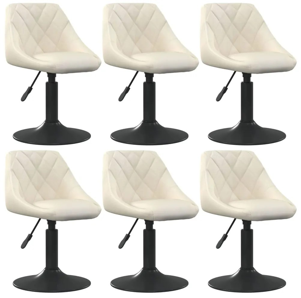 Cadeiras de jantar giratórias 6 pcs veludo cor creme