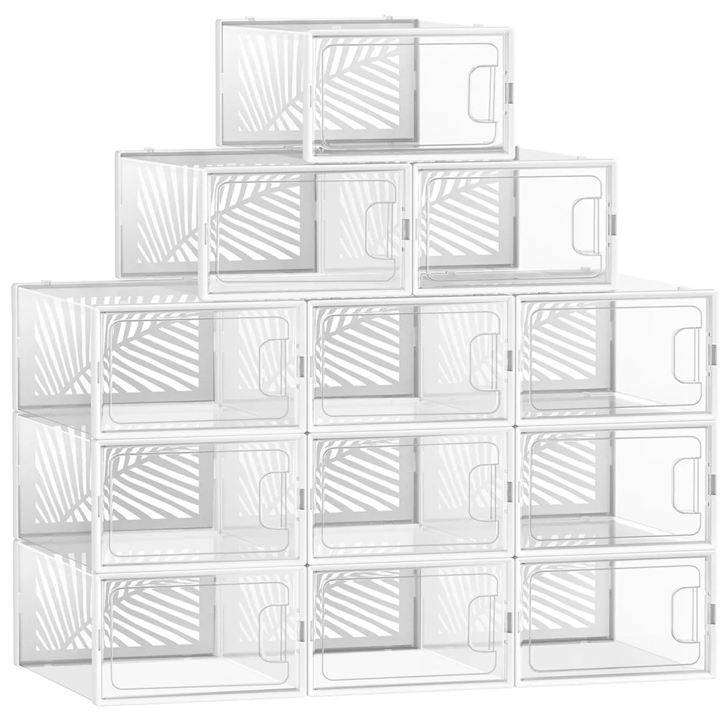 Caixas transparentes para sapatos, empilháveis e fáceis de usar | SONGMICS | 23 x 33.5 x 14 cm | branco | LSP106W12.