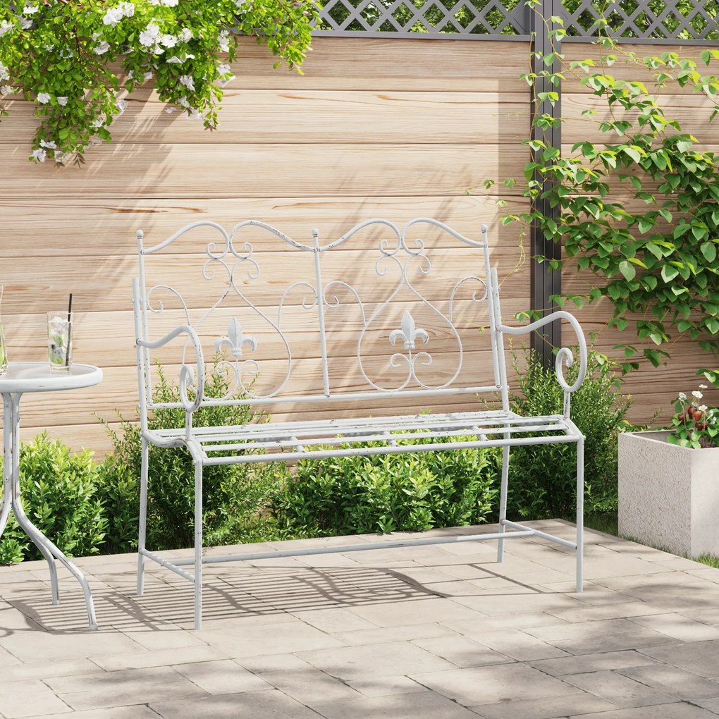 vidaXL Banco Branco Metal 104 x 54 x 93 cm Durável Banco Exterior