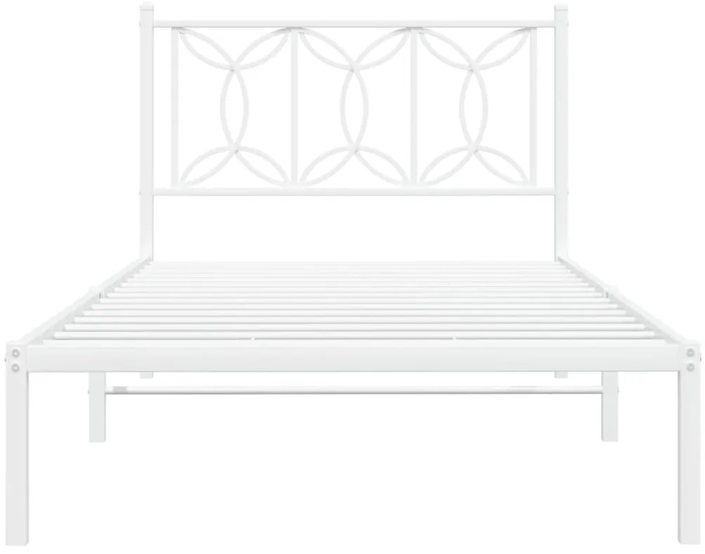 Estrutura de cama com cabeceira 100x190 cm metal branco