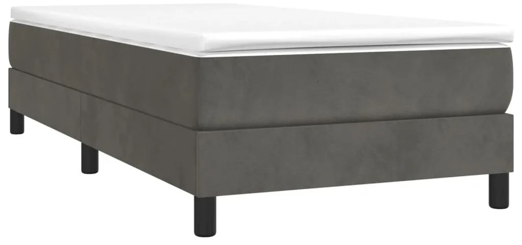 Cama com molas/colchão 90x190 cm veludo cinza-escuro