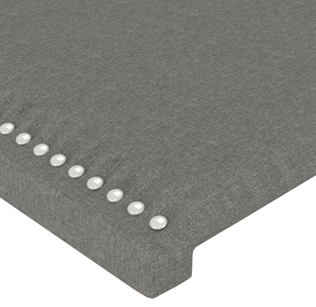 Cabeceira de cama c/ LED tecido 144x5x118/128 cm cinza-escuro