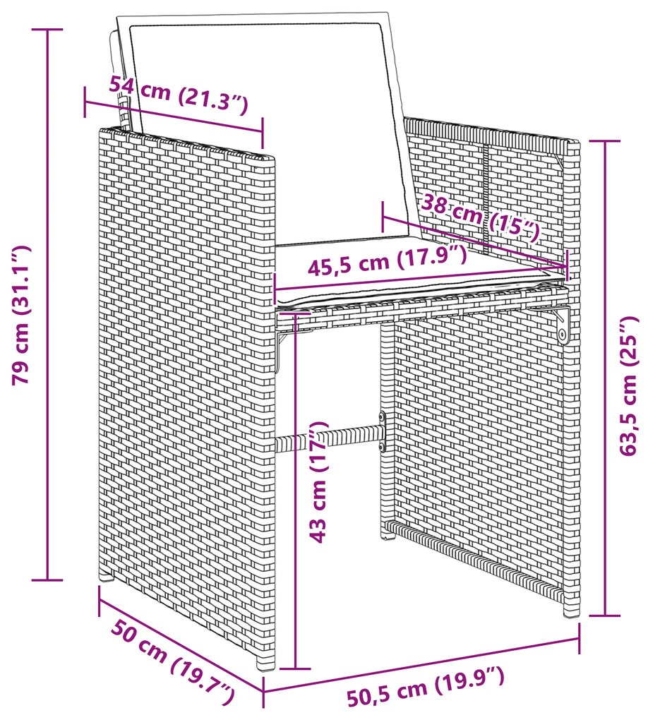 Conjunto de Jantar de Jardim vidaXL com Almofadas Bege Rattan Poliéste