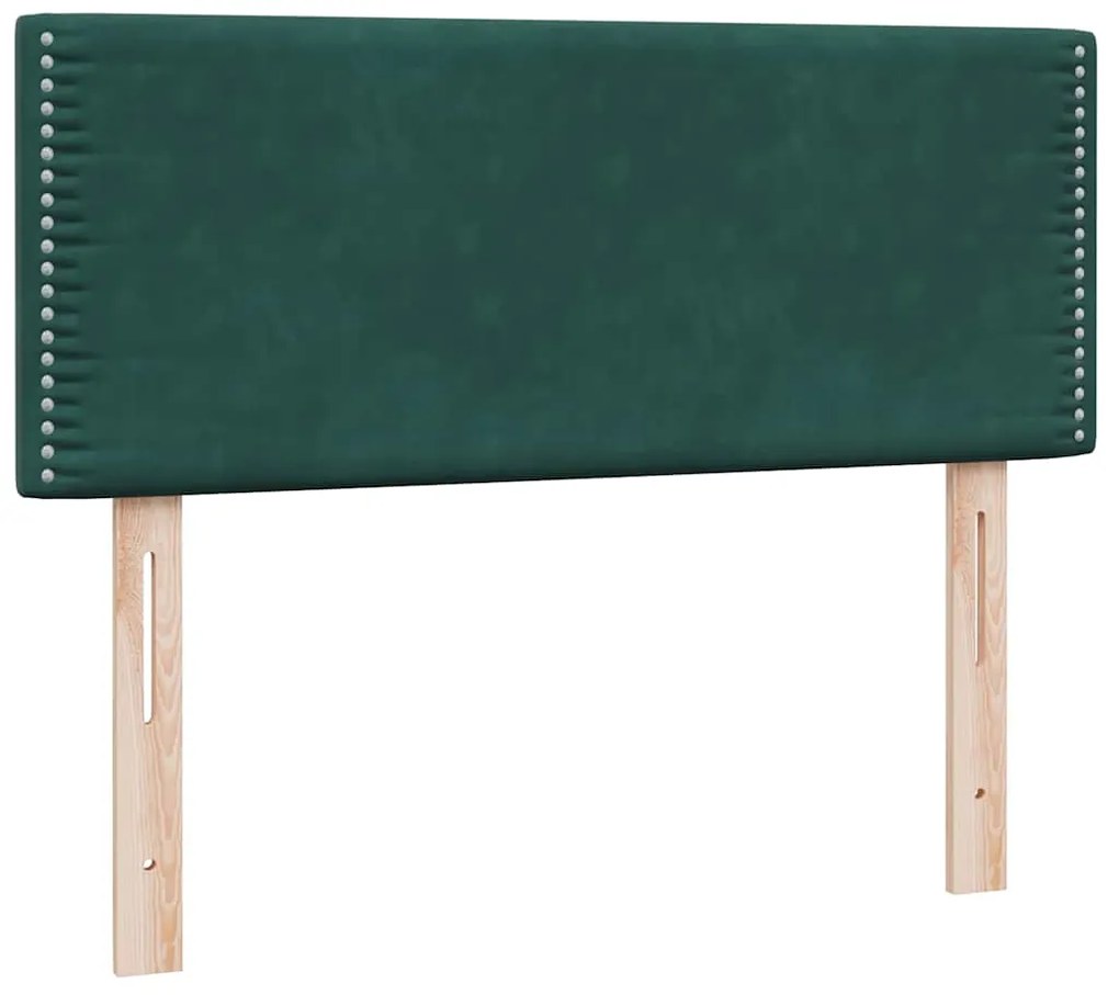 Cama boxspring com colchão 120x210 cm veludo verde-escuro