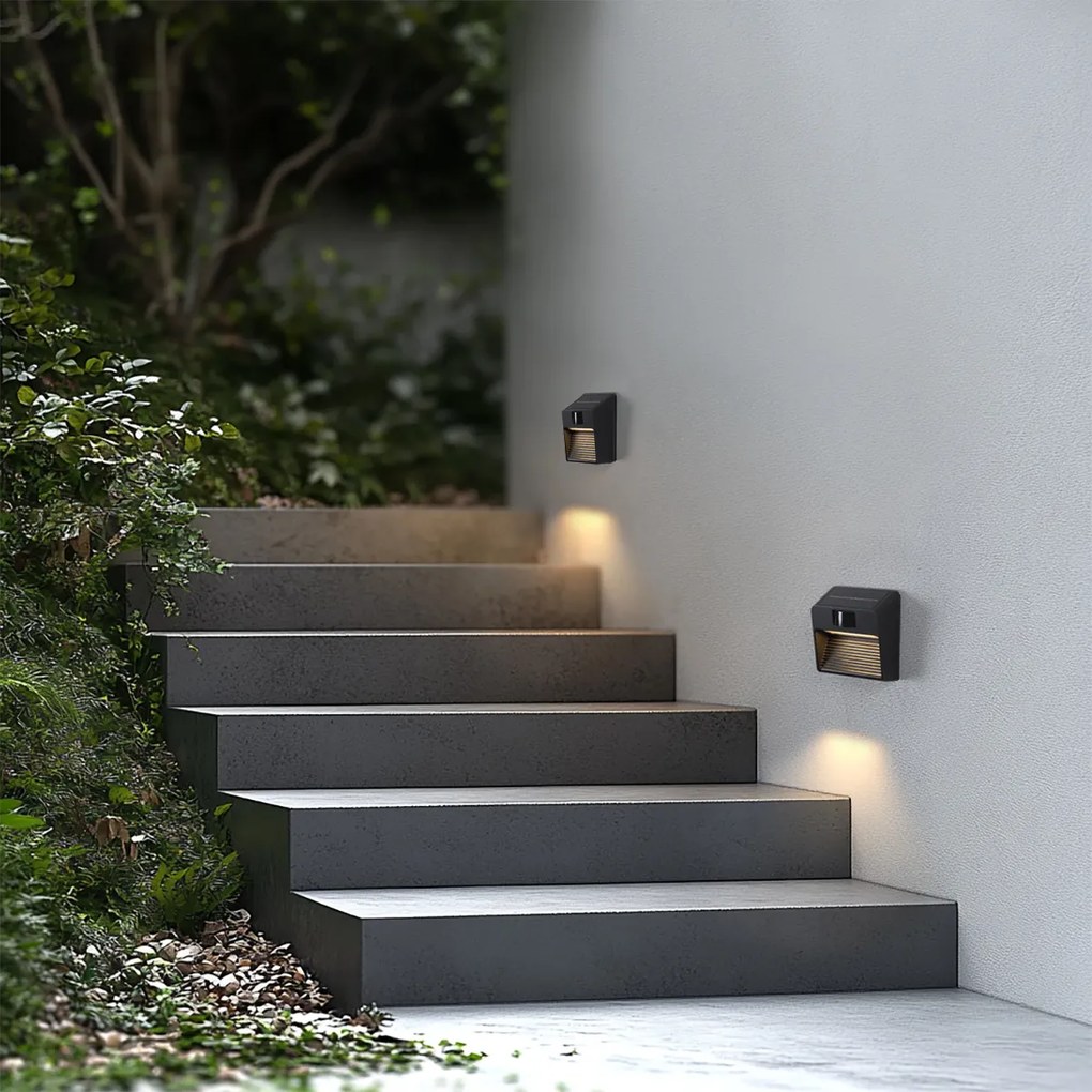 Candeeiro de Parede Preto incl. LED IP54 com Sensor de Movimento Solar - Border