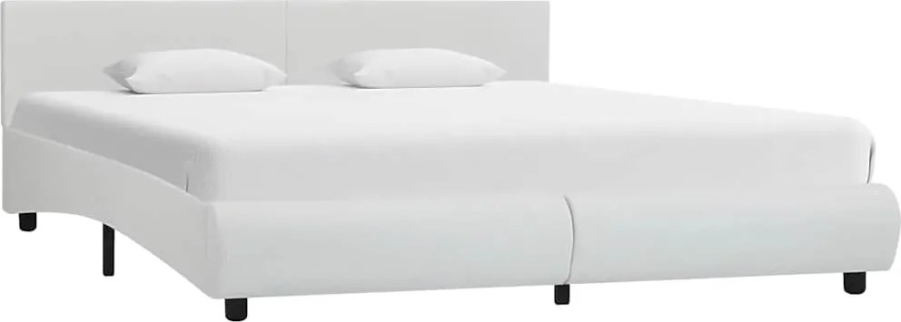 vidaXL Estrutura de cama com LED 160x200 cm couro artificial branco