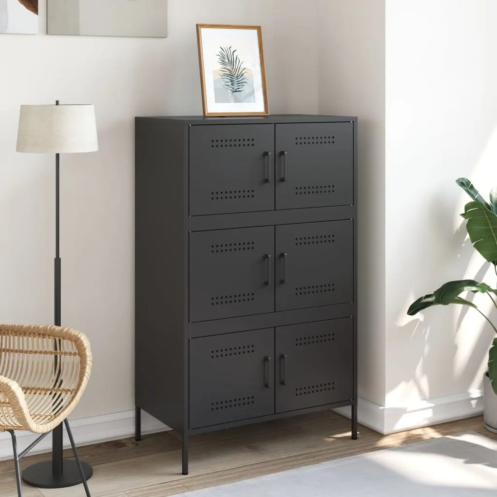 Aparador alto 68x39x113 cm aço preto