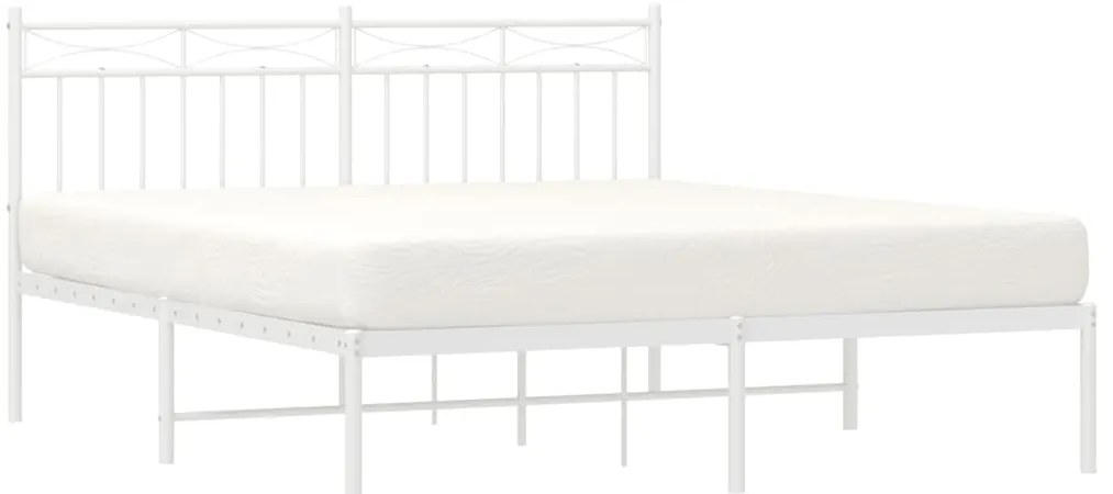 Estrutura de cama com cabeceira 150x200 cm metal branco