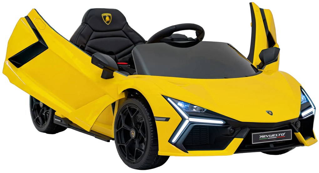 Carro elétrico para Crianças Lamborghini Revuelto 12V 4x4 Rodas Espuma EVA, Assento couro ecológico Amarelo