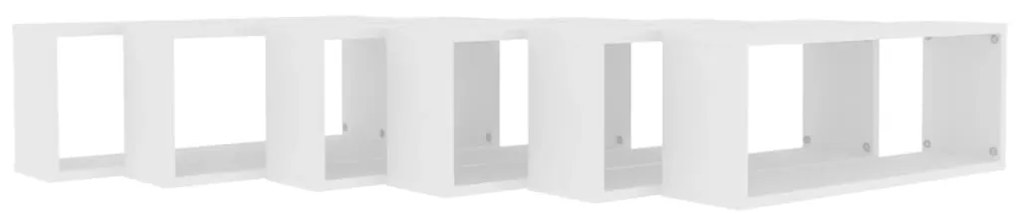 Prateleiras parede forma de cubo 6 pcs derivados madeira branco