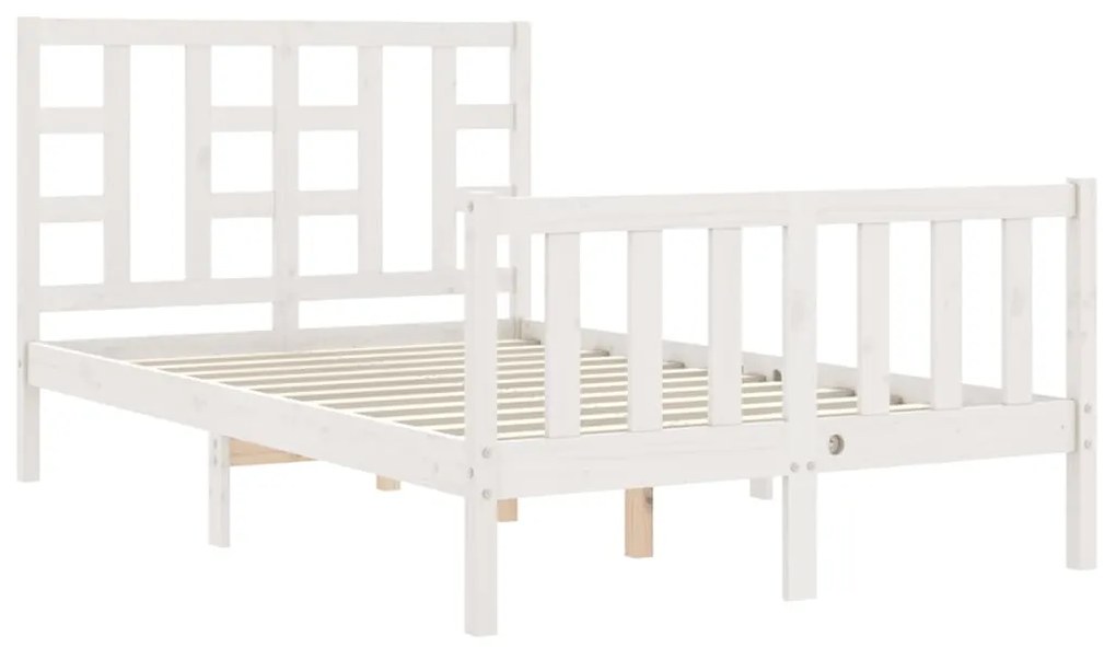 Estrutura de cama com cabeceira 120x200cm madeira maciça branco