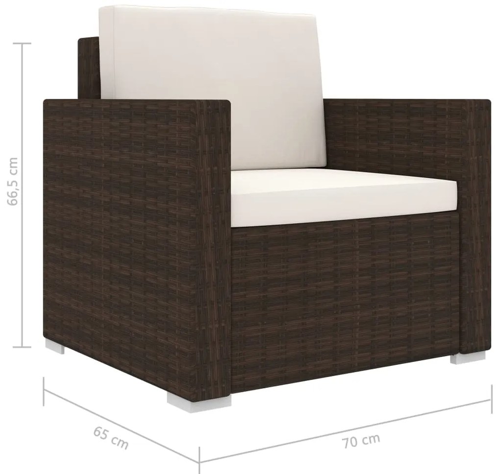 11 pcs conjunto lounge jardim c/ almofadões vime PE castanho