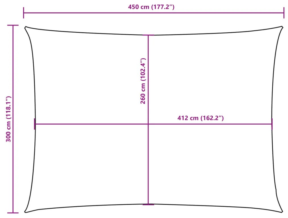 Para-sol estilo vela tecido oxford retangular 3x4,5 m branco