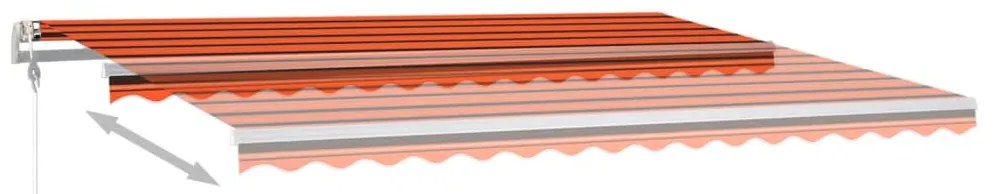 Toldo autom. LED e sensor de vento 400x300 cm laranja/castanho