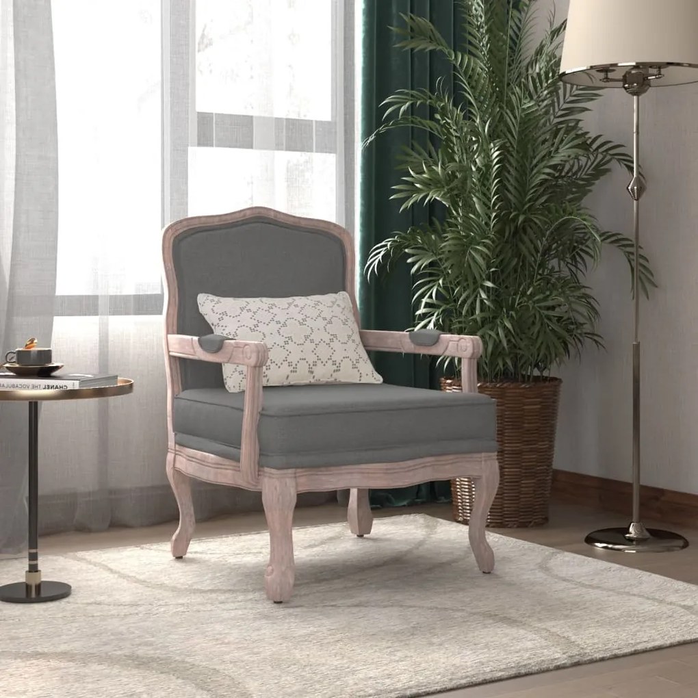 344472 vidaXL Cadeirão 64x64x90 cm tecido cinzento-escuro