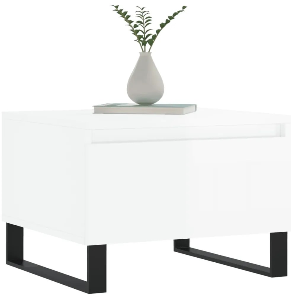 Mesas de centro 2pcs 50x46x35cm deriv. madeira branco brilhante