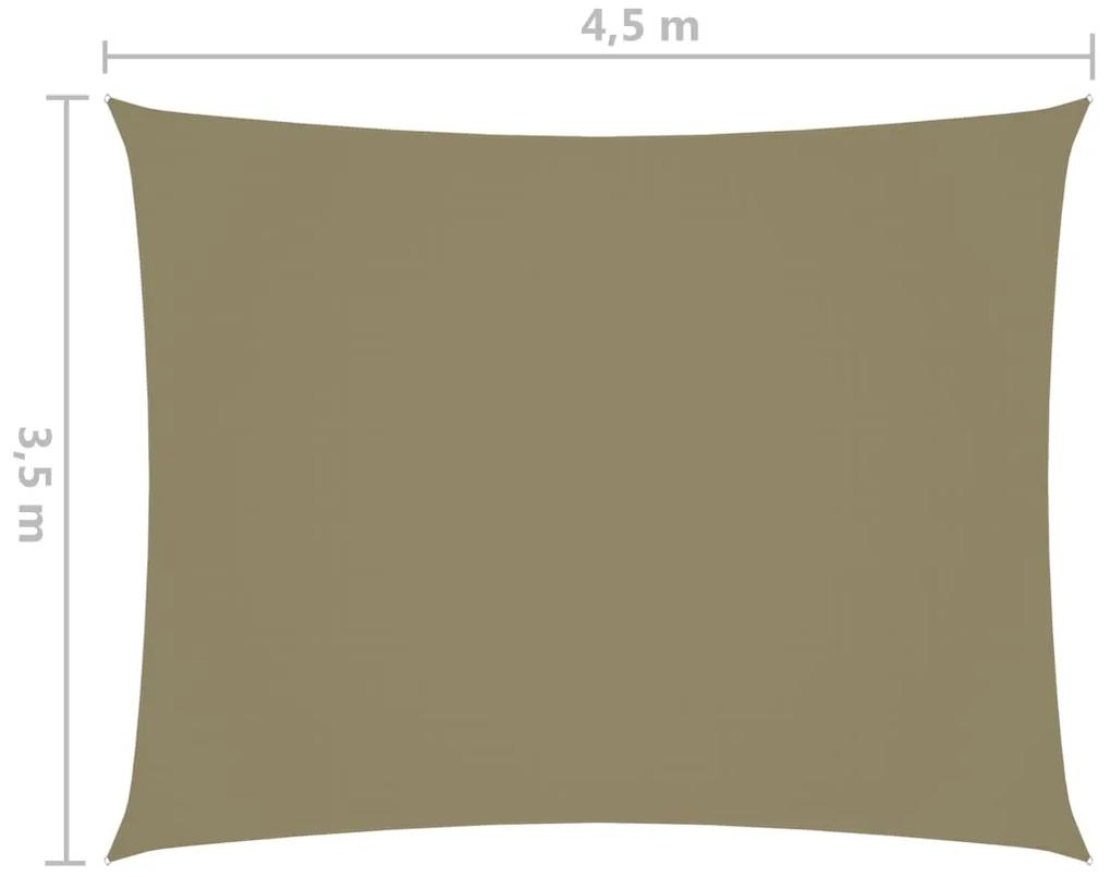 Para-sol estilo vela tecido oxford retangular 3,5x4,5 m bege