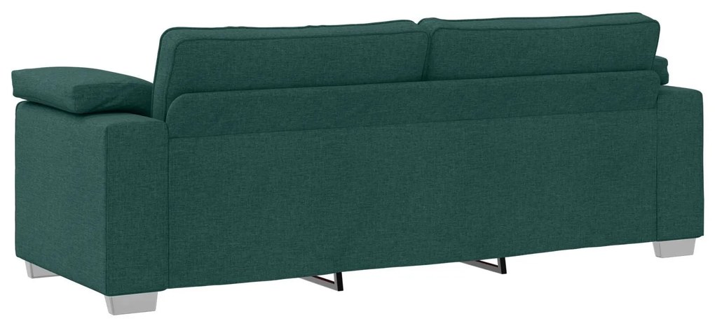 Conjunto de Sofás 2 Peças com Almofadas Verde Escuro em Tecido