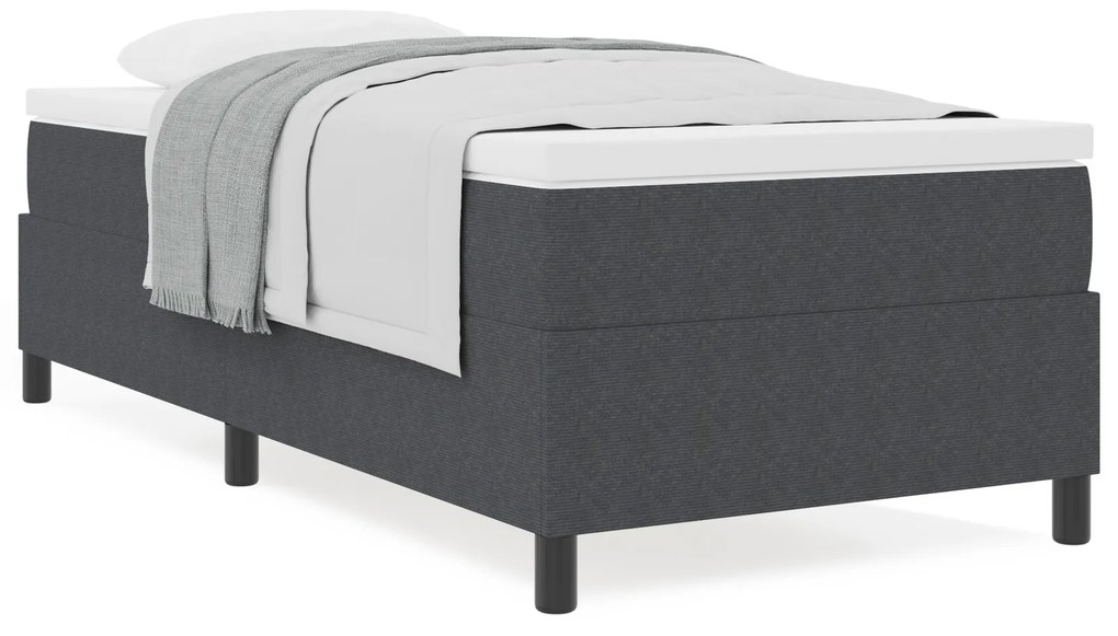 Cama Box Spring com Colchão Cinza Escuro 100 x 200 cm Tecido de Veludo