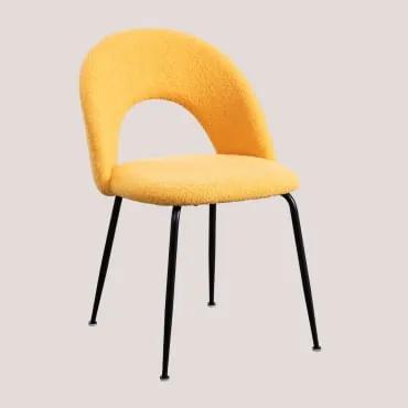 Cadeira de Jantar em Chenille Glorys Style Amarelo Caril & Negro - Sklum