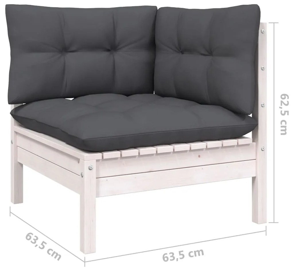 4 pcs conjunto lounge de jardim c/ almofadões pinho branco