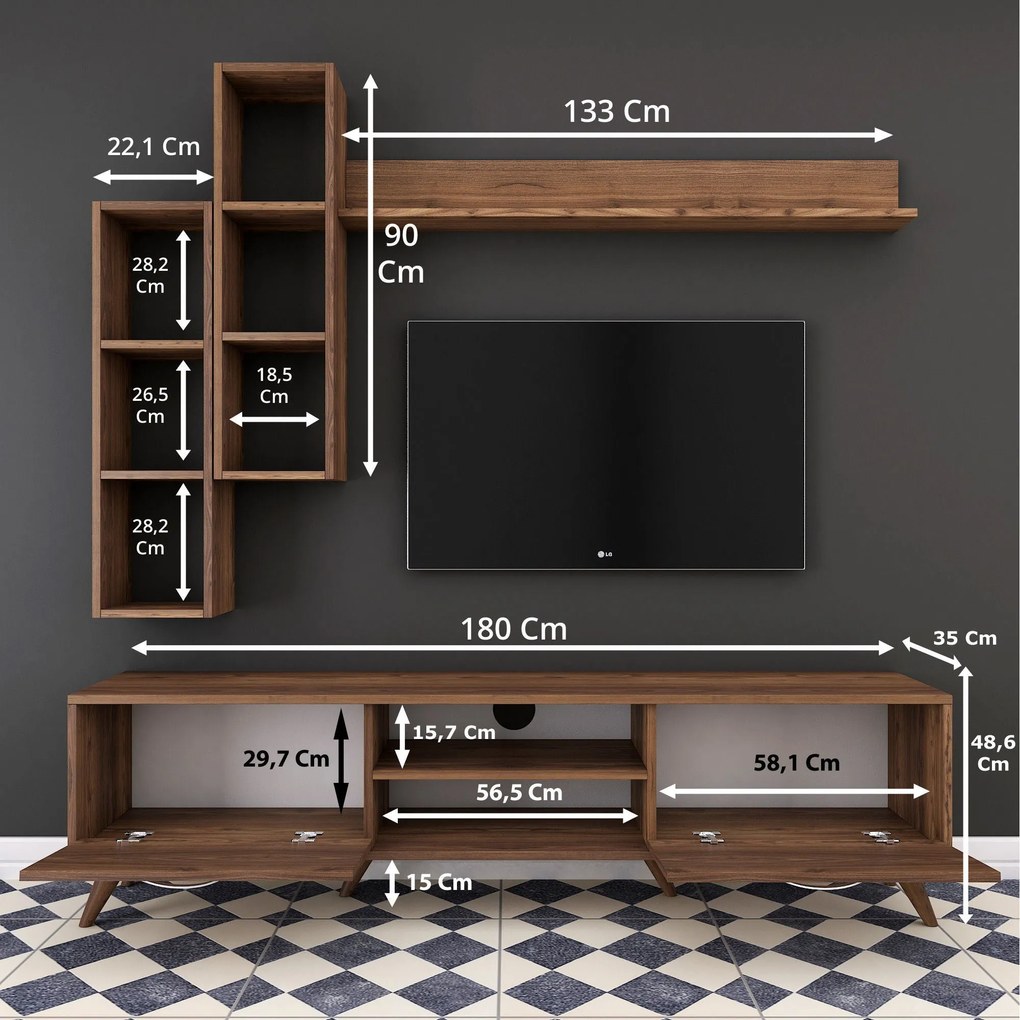 Unidade TV M16 – Nogueira – 180 cm x 48,6 cm x 35 cm