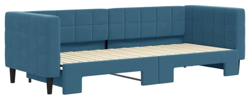 Sofá-cama com gavetão 80x200 cm veludo azul