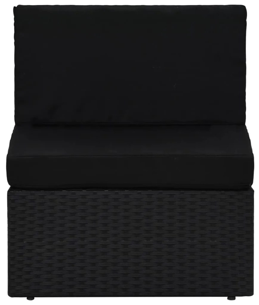 5 pcs conjunto lounge de jardim c/ almofadões vime PE preto