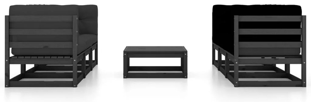 7 pcs conjunto lounge de jardim c/ almofadões pinho maciço