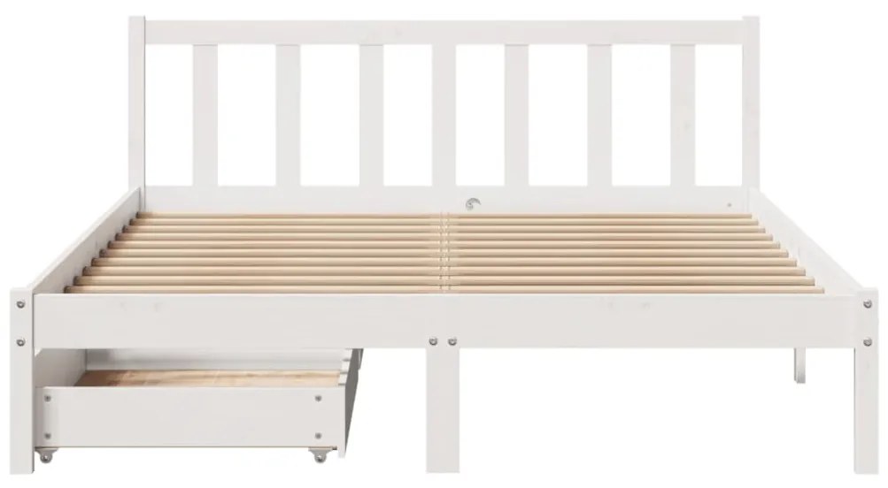 Cama sem colchão 140x190 cm madeira de pinho maciça branco