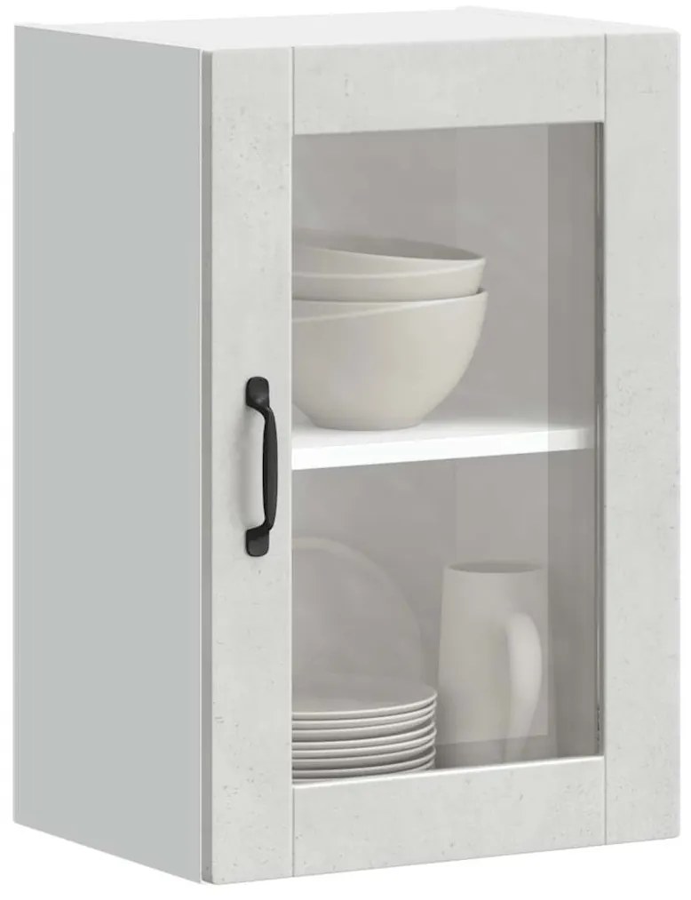 Armário de parede de cozinha porta de vidro Porto cinza betão
