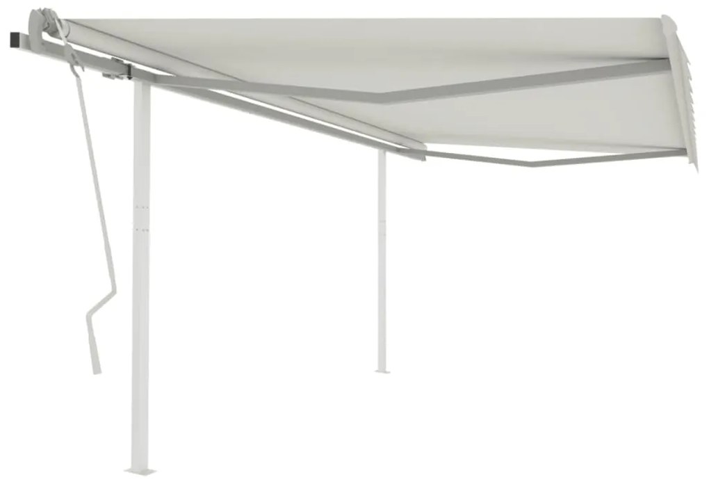 Toldo retrátil manual com postes 4x3 m cor creme