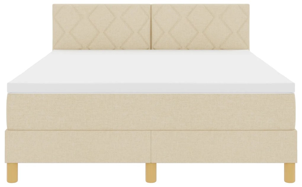 Cama Box Spring com Colchão Creme 140x190 cm Tecido