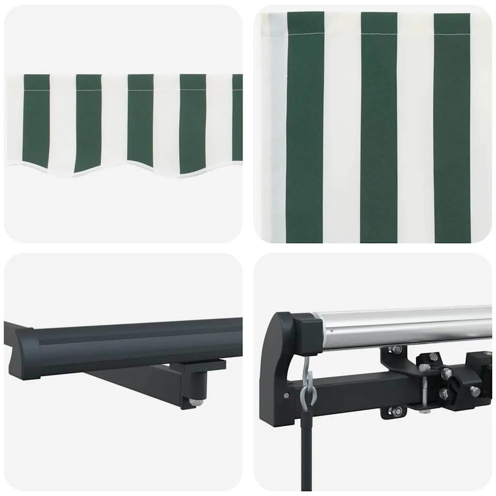 Toldo Retrátil Manual Verde e branco 600 × 300 cm tecido