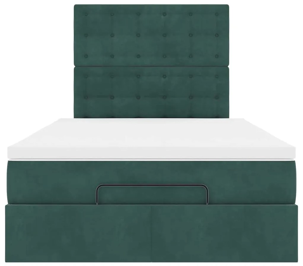 Estrutura de cama otomana com colchões verde escuro veludo