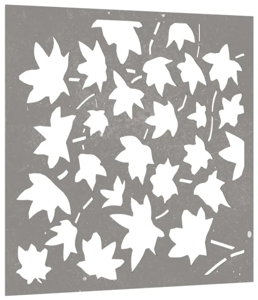 Decoração p/ muro jardim 555x55 cm aço corten design folha ácer