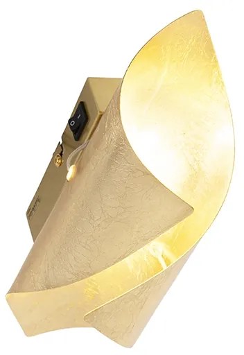 LED Candeeiro de parede retro folha dourado com interruptor - Belle Art Deco