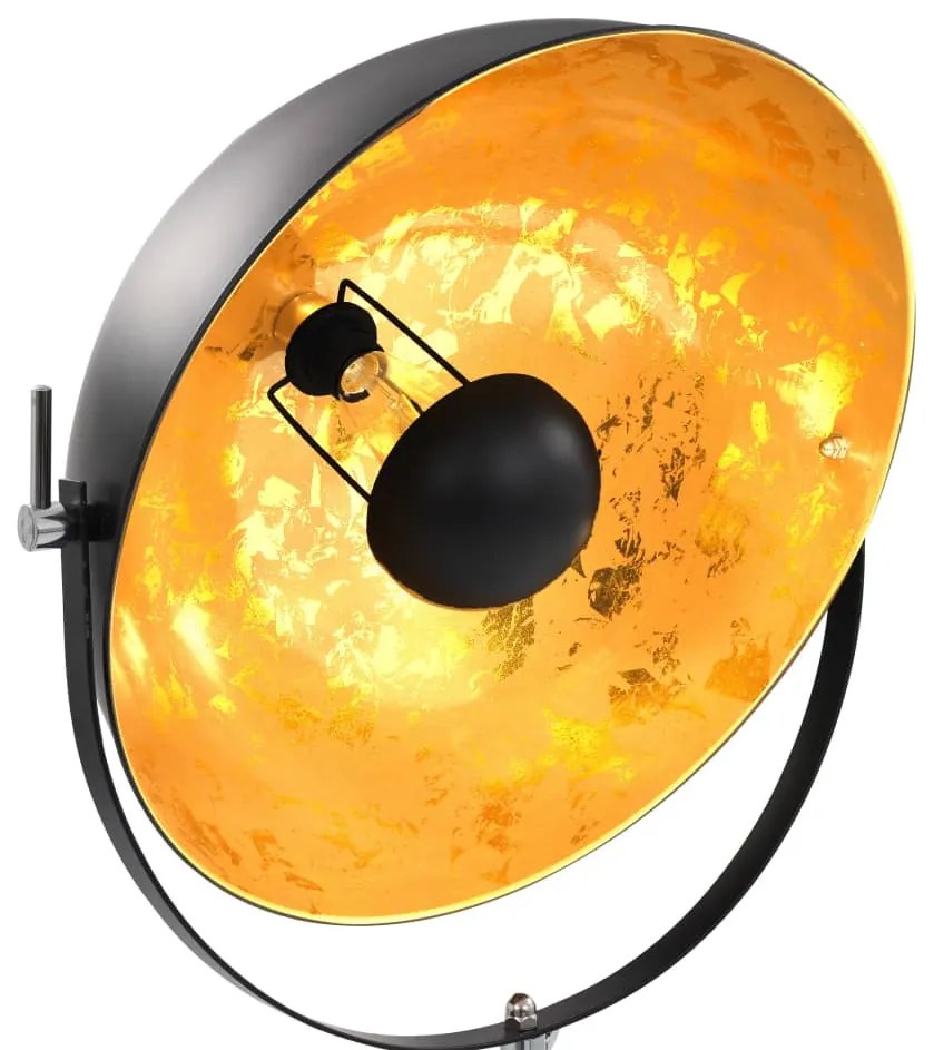 Candeeiro de pé alto 51 cm E27 preto e dourado