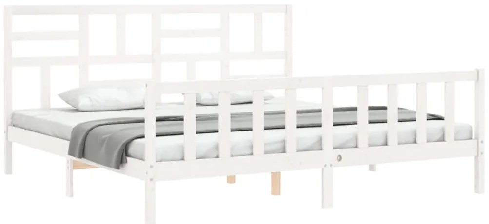 Cama sem colchão 200x200 cm madeira de pinho maciça branco