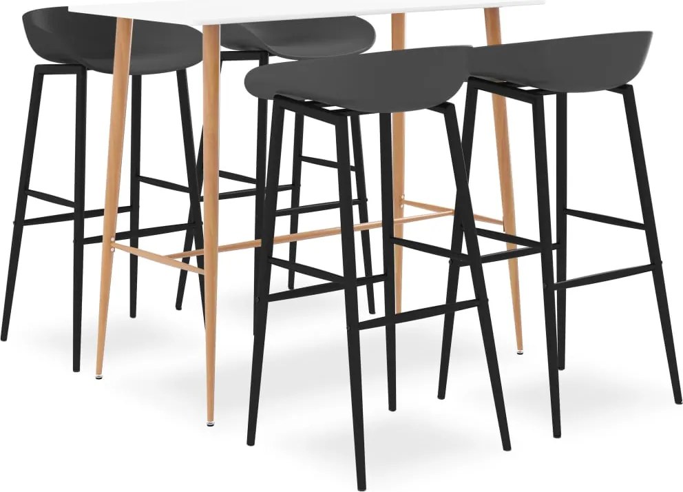 vidaXL 5 pcs conjunto de bar branco e cinzento