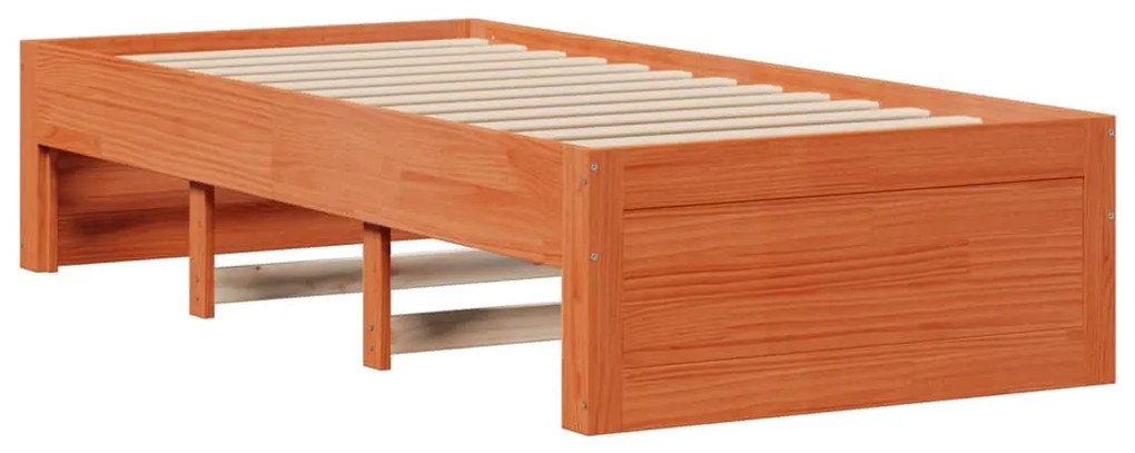 Cama com estante sem colchão 75x190cm pinho maciço castanho-mel