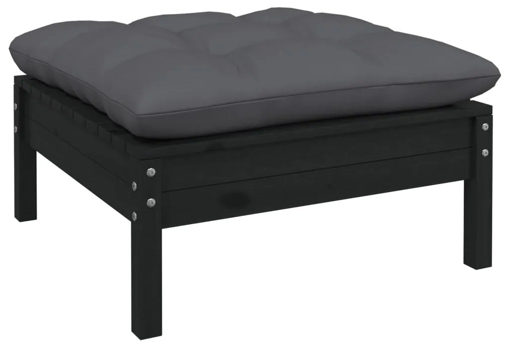 6 pcs conjunto lounge de jardim c/ almofadões pinho preto