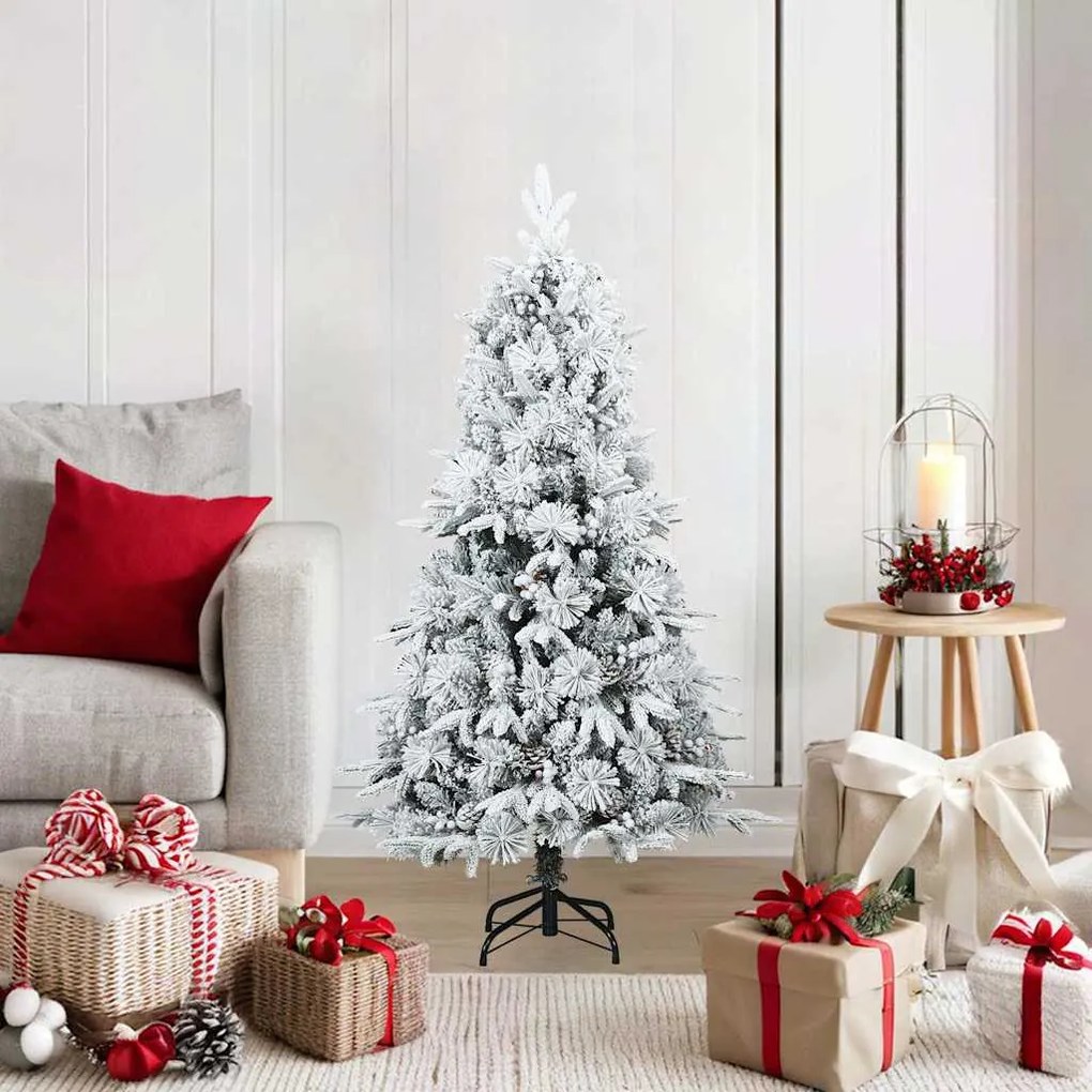vidaXL Árvore de Natal Articulada Artificial Verde e branco 120 cm
