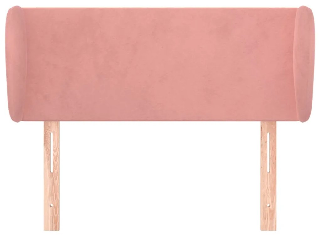 Cabeceira de cama c/ abas veludo 93x23x78/88 cm rosa