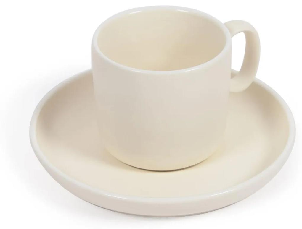 Kave Home - Chávena de café com pires Roperta de porcelana bege