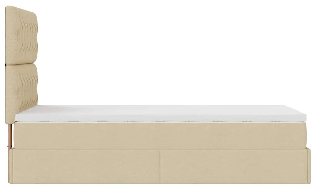 Estrutura de cama otomana com creme de colchão 100x200cm tecido