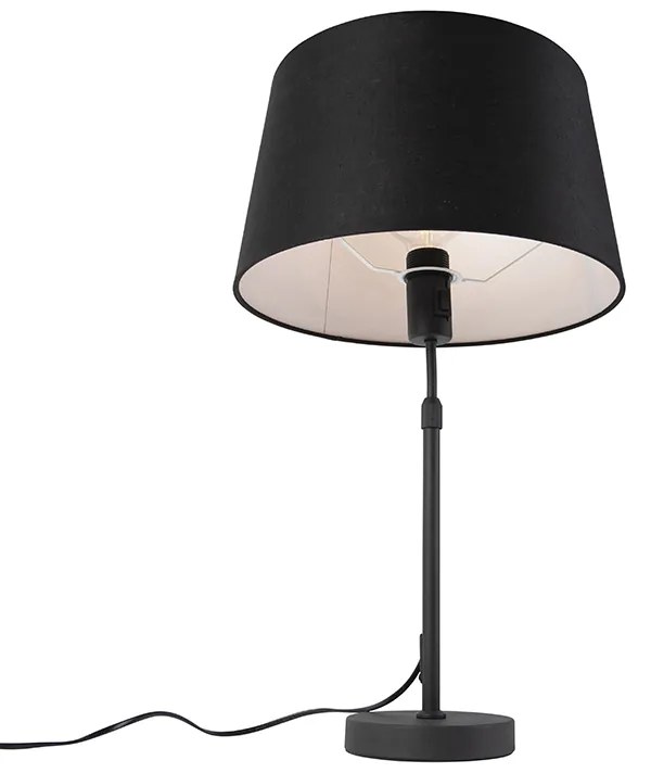 Candeeiro de mesa preto com abajur de linho preto 35 cm ajustável - Parte Moderno