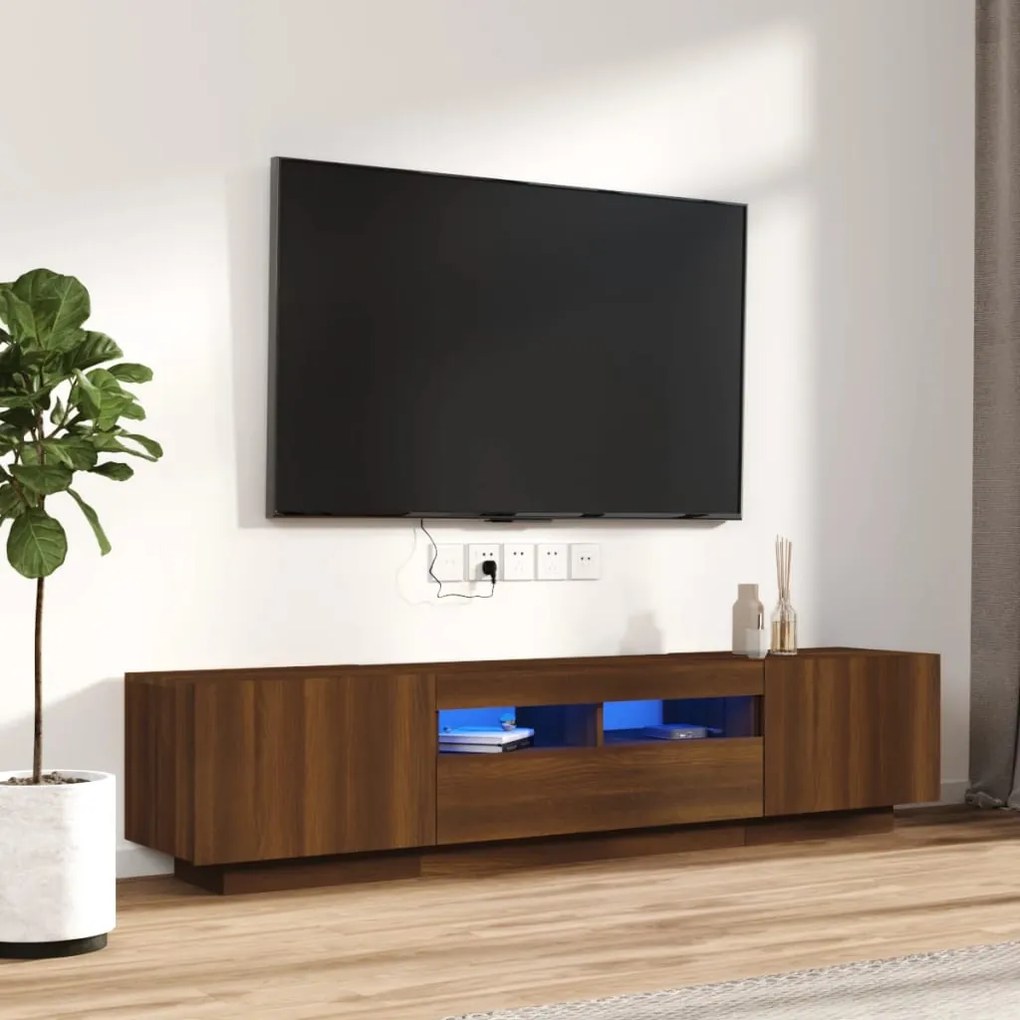 3120169 vidaXL Conjunto móveis de TV 2pcs c/ LEDs madeira carvalho castanho